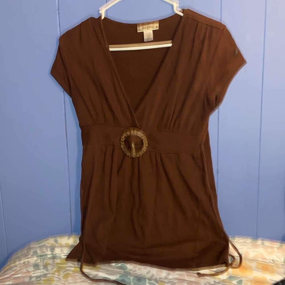 Brown y2k top with belted detail
